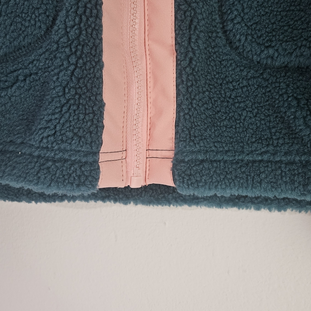 Puma Women's Teddy Jacket in Dark Teal and Light Pink - Picture 9 of 14
